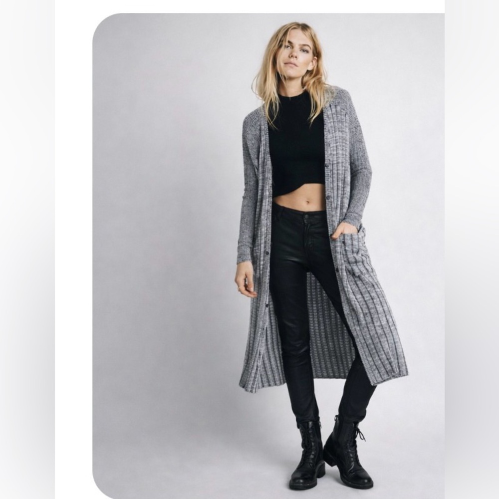 Free People Shadow Stripe Long Cardigan Duster - Picture 5 of 6